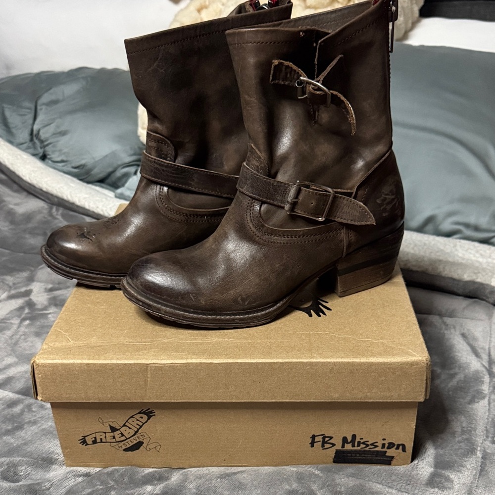 Freebird by Steven Chocolate Brown Moto Boots